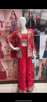 Red Sharara Set