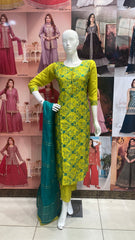 Green Printed Kurti Pant set