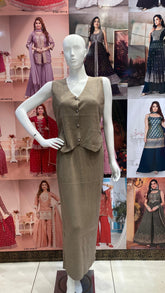 Beige Skirt Set with Jacket