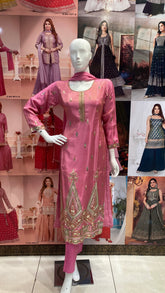 Sea green and Pink kurta pant Set