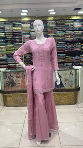 Handworked Pink Sharara Set