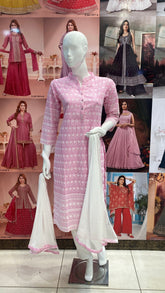 Chikankari Kurta Pant Set with Dupatta