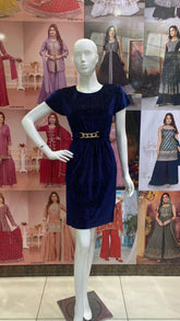 Blue Sequin Belt Dress