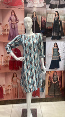 printed knee length one piece