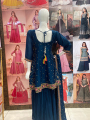 Navy Blue Gharara Set
