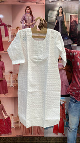 White Chikankari Long Kurti
