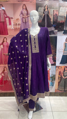 Purple Handwork Kurta Pant set