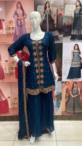 Navy Blue Gharara Set