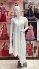White Kurti Pant Set and Dupatta