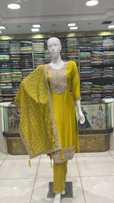 Yellow Heavy Embroidered Salwar Suit