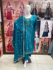 Blue handwork kurta pant set