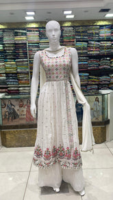 White Handworked Floral Dress