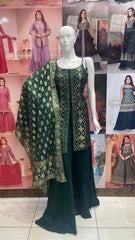 Dark Green Handwork Dress