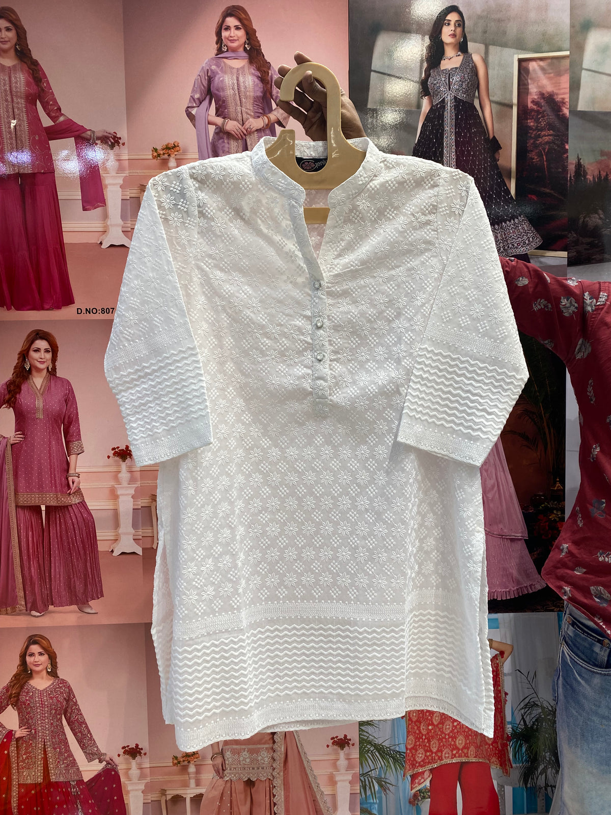 White Chikankari Short Kurti