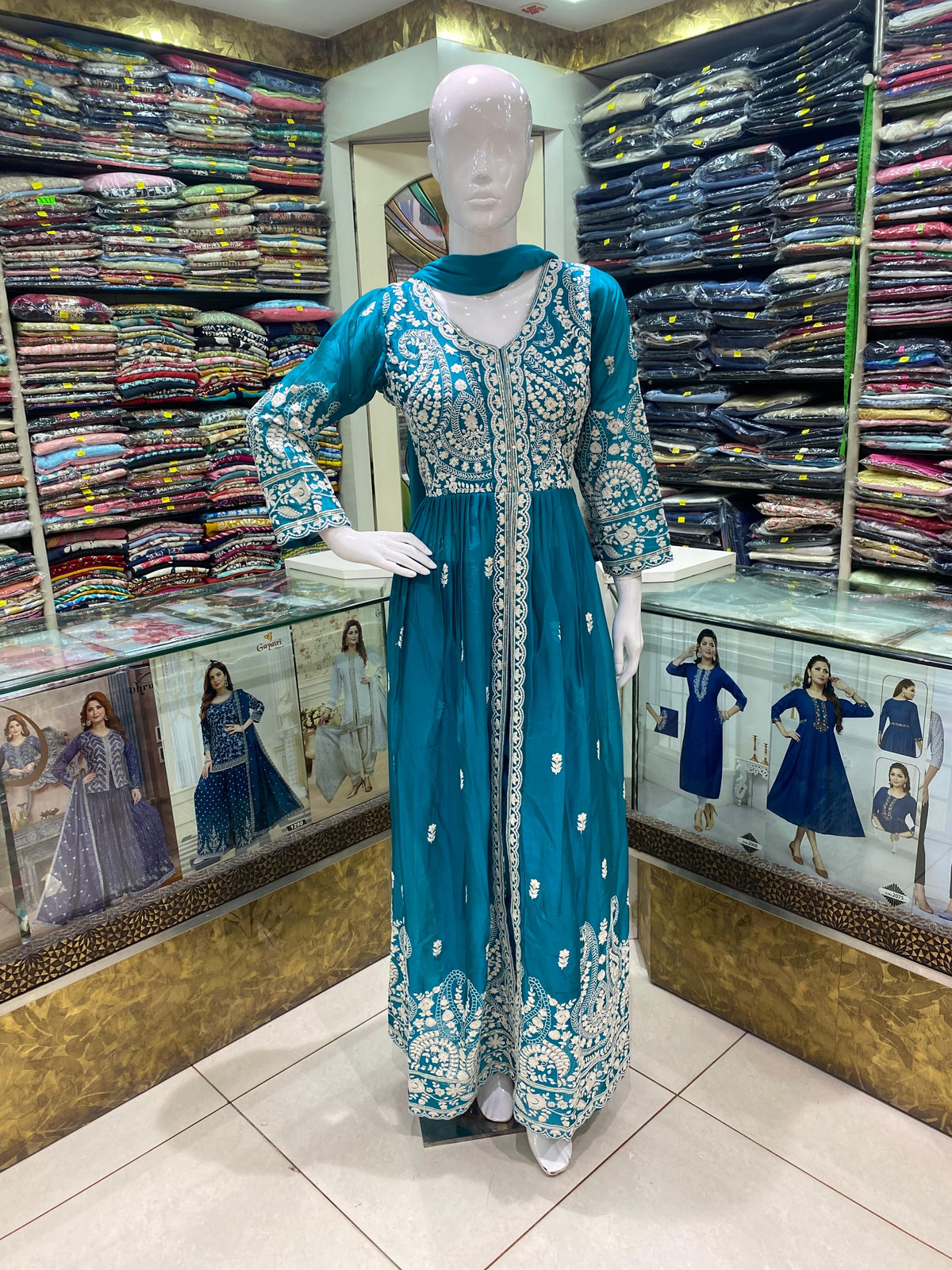 Blue Embroidered Designer Dress