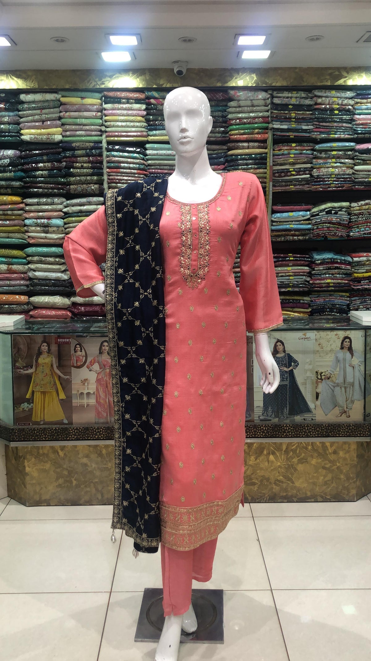 Handworked Pink Salwar Suit with Contrast Dupatta