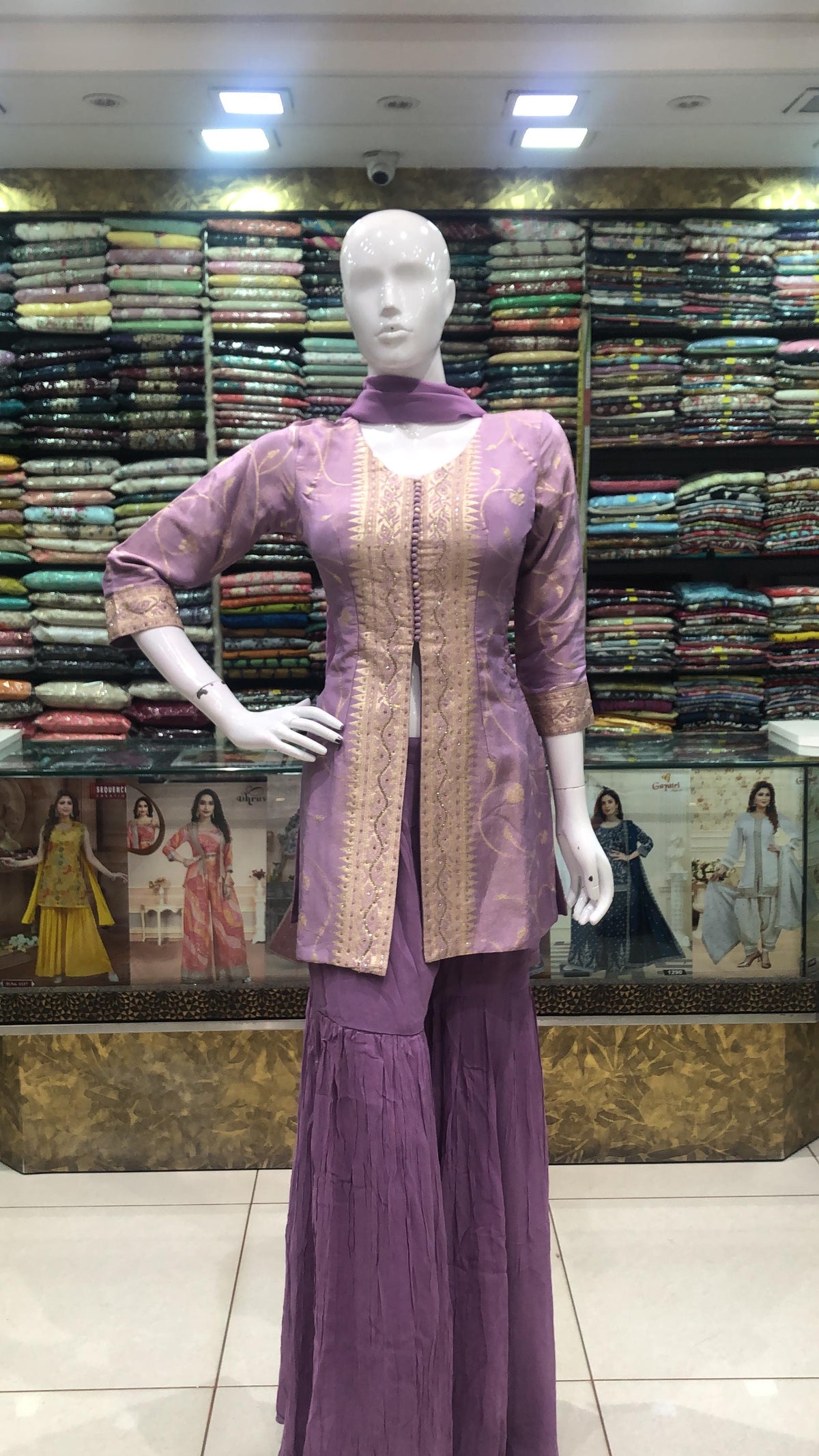 Purple Designer Sharara Set