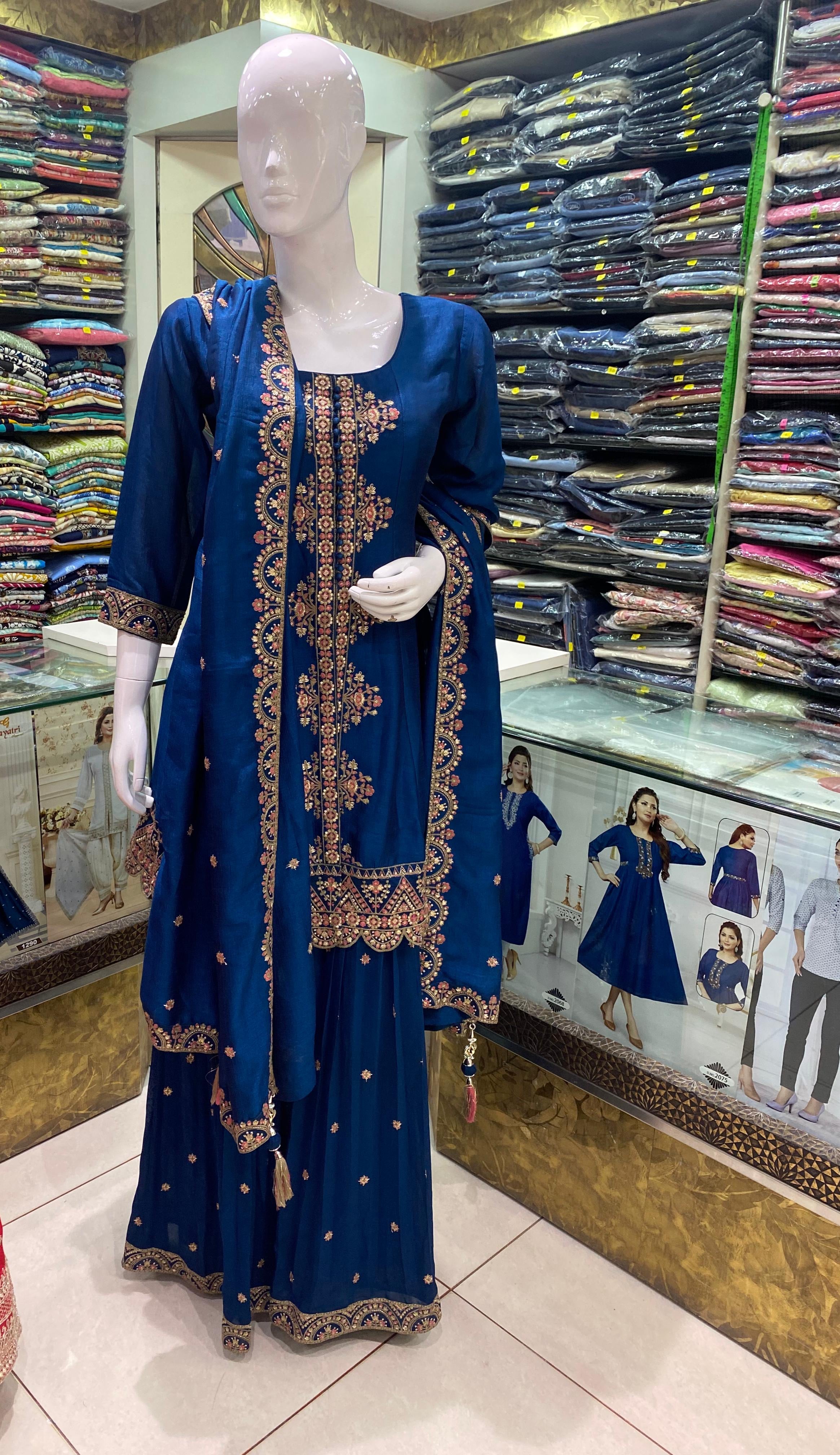 Blue Shagun Sharara Set